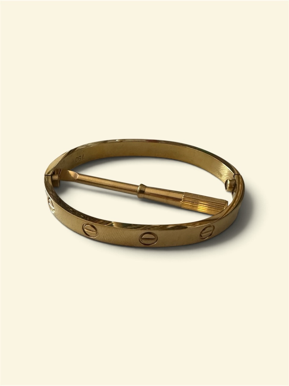 Gold Screw Motif Bracelet with Mini Screwdriver